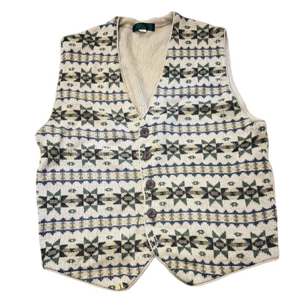 Vintage Giordano printed knit button up vest